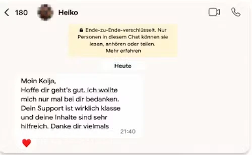 WhatsApp-Nachricht von Heiko