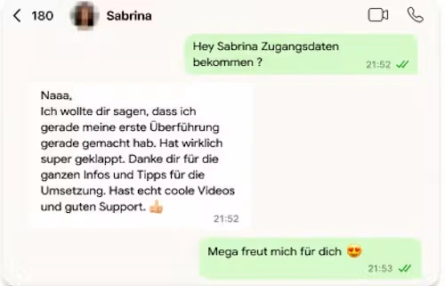 WhatsApp-Nachricht von Sabrina