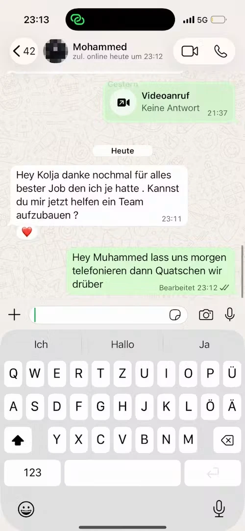 WhatsApp-Nachricht von Mohammed